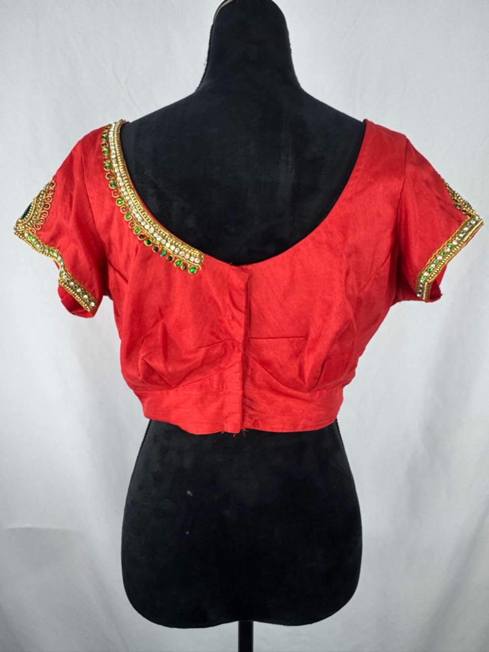 Handmade Indian Bridal Blouse with Hand Stitched Embroidery and Beading - Picture 3 of 5
